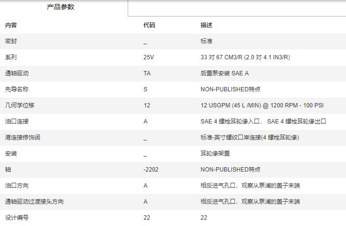 VICKERS葉片泵25VTAS12A-2202AA22R系列